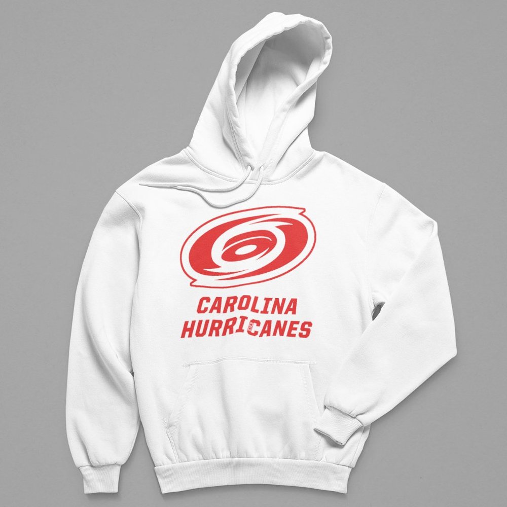 NEW Carolina Hurricanes Monochrome Pop Big Logo Fleece Pullover Hoodie WHITE